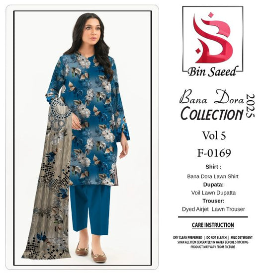 β¨ Binsaeedβ€οΈ Bana Dora 3piece Unstitched Suit Summer Lawn Collection