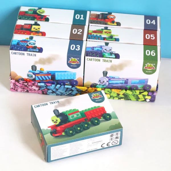 Pack Of 01 β Cartoon Train Diy Building Block Toy | Cartoon Train Block Set For Kids