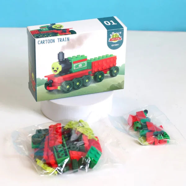 Pack Of 01 β Cartoon Train Diy Building Block Toy | Cartoon Train Block Set For Kids