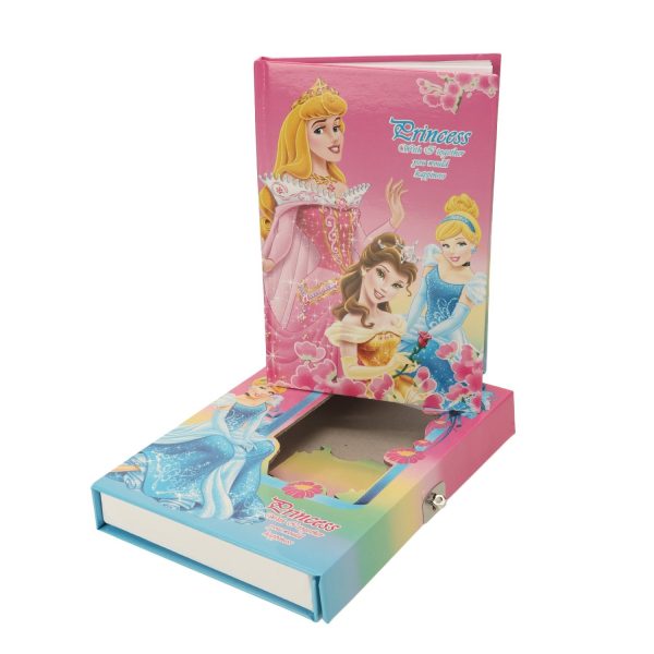 Princess, Frozen & Sofia Cover Fancy Lock Spiral Binding Diary – Medium Size With Box – 40 Pages (22 X 16 Cm)
