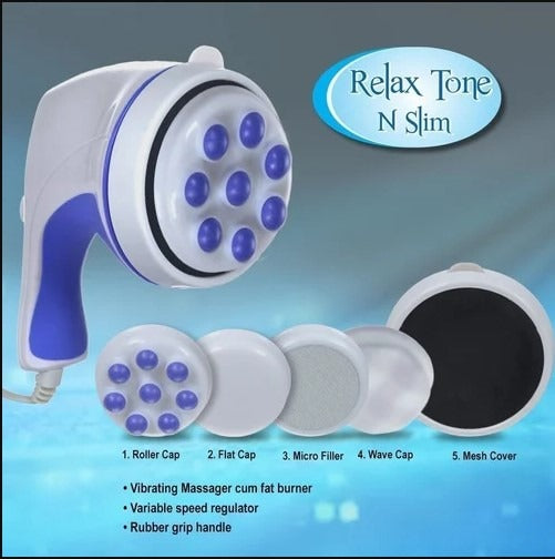 4 In 1 Relax & Spin Tone Vibration Electric Massager | Electronic Relax & Spin Body Massager With Different Heads ( Random Color )