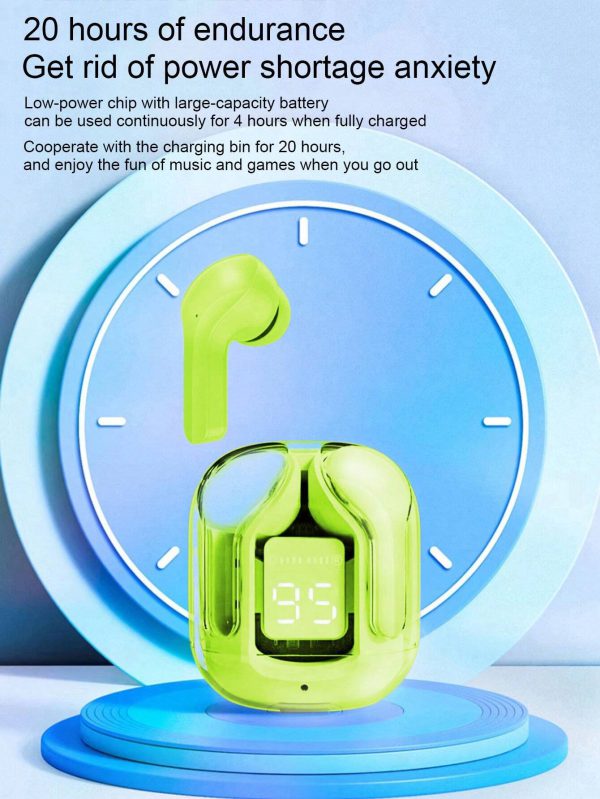 Air31 Earbuds Wireless Crystal Transparent Body – Without Silicone Pouch ( Random Color )