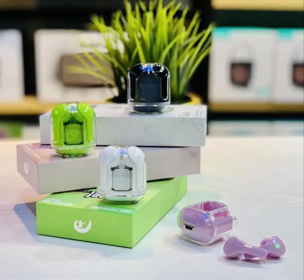 Air31 Earbuds Wireless Crystal Transparent Body – Without Silicone Pouch ( Random Color )