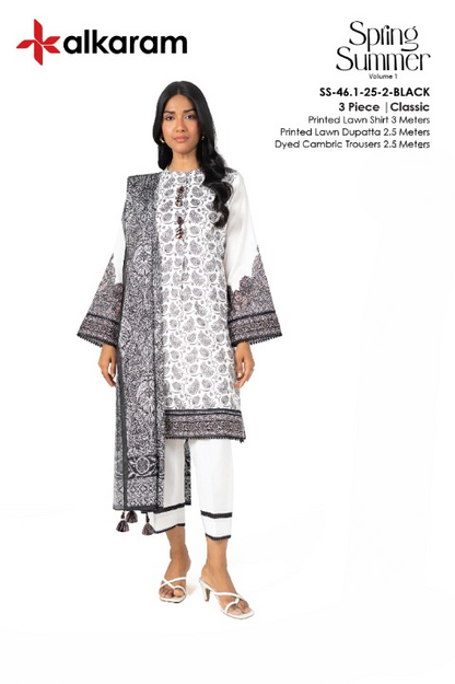 Alkaram Lawn | Unstitched Collection 3 Pieces Casual Wear| Summer Collection 2025 Collection Vol 1