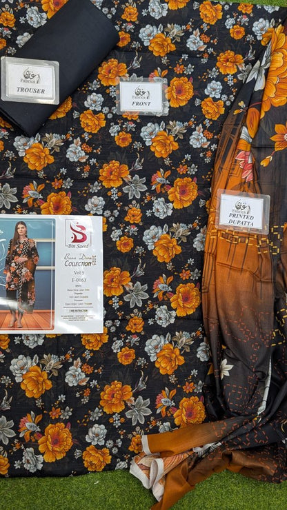 ✨ Binsaeed❤️ Bana Dora 3piece Unstitched Suit Summer Lawn Collection