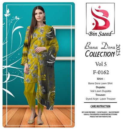 ✨ Binsaeed❤️ Bana Dora 3piece Unstitched Suit Summaer Lawn Collection