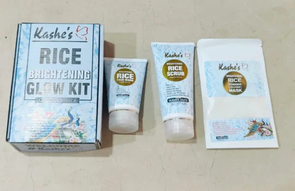 Kashe’s Rice Extract Bright Glow Kit ( Rice Face Wash + Rice Scrub + Rice Mask )