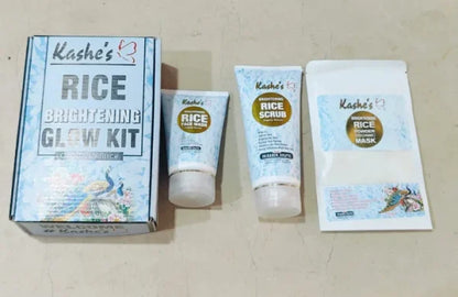 Kashe’s Rice Extract Bright Glow Kit ( Rice Face Wash + Rice Scrub + Rice Mask )