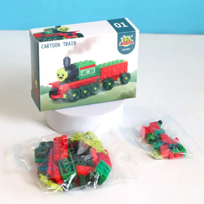Pack Of 01 – Cartoon Train Diy Building Block Toy | Cartoon Train Block Set For Kids
